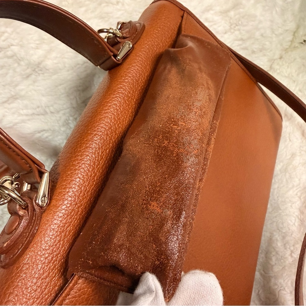 Vintage Burberry Leather Satchel Two Way Work Bag Tan - Picture 17 of 17